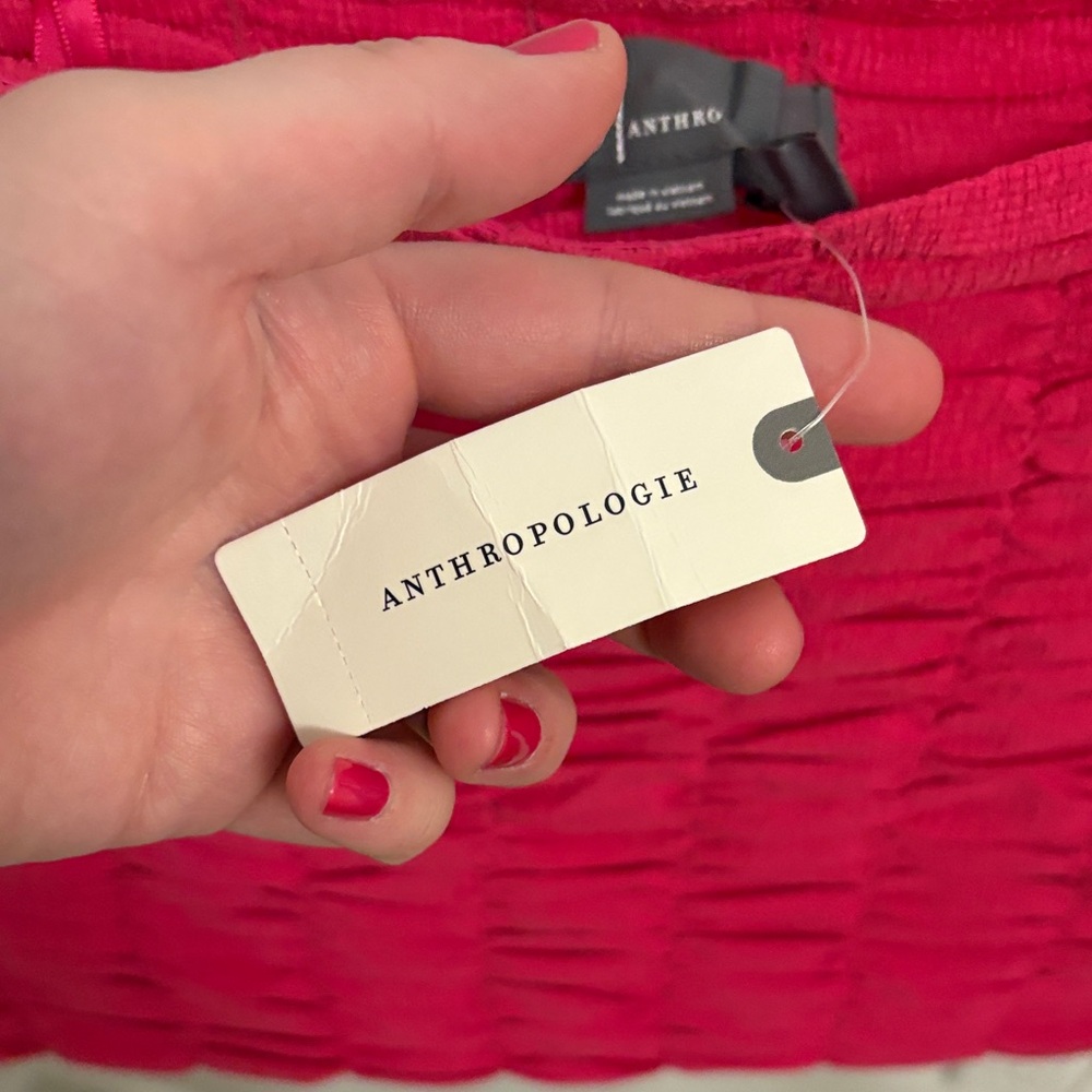 Anthropologie NWT Pink Ruched Tube Top - Picture 5 of 6